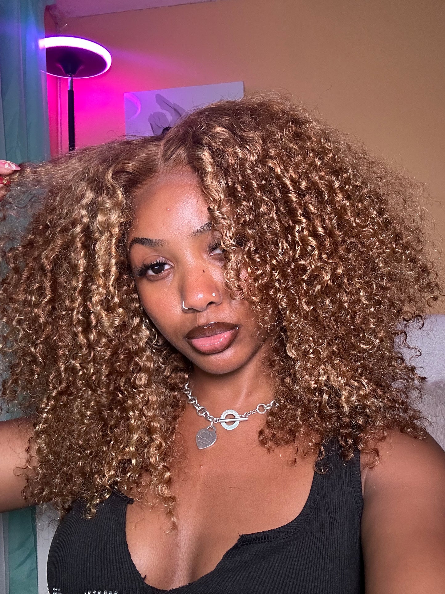 7x5 20 inch Kinky Curly Highlight Wig