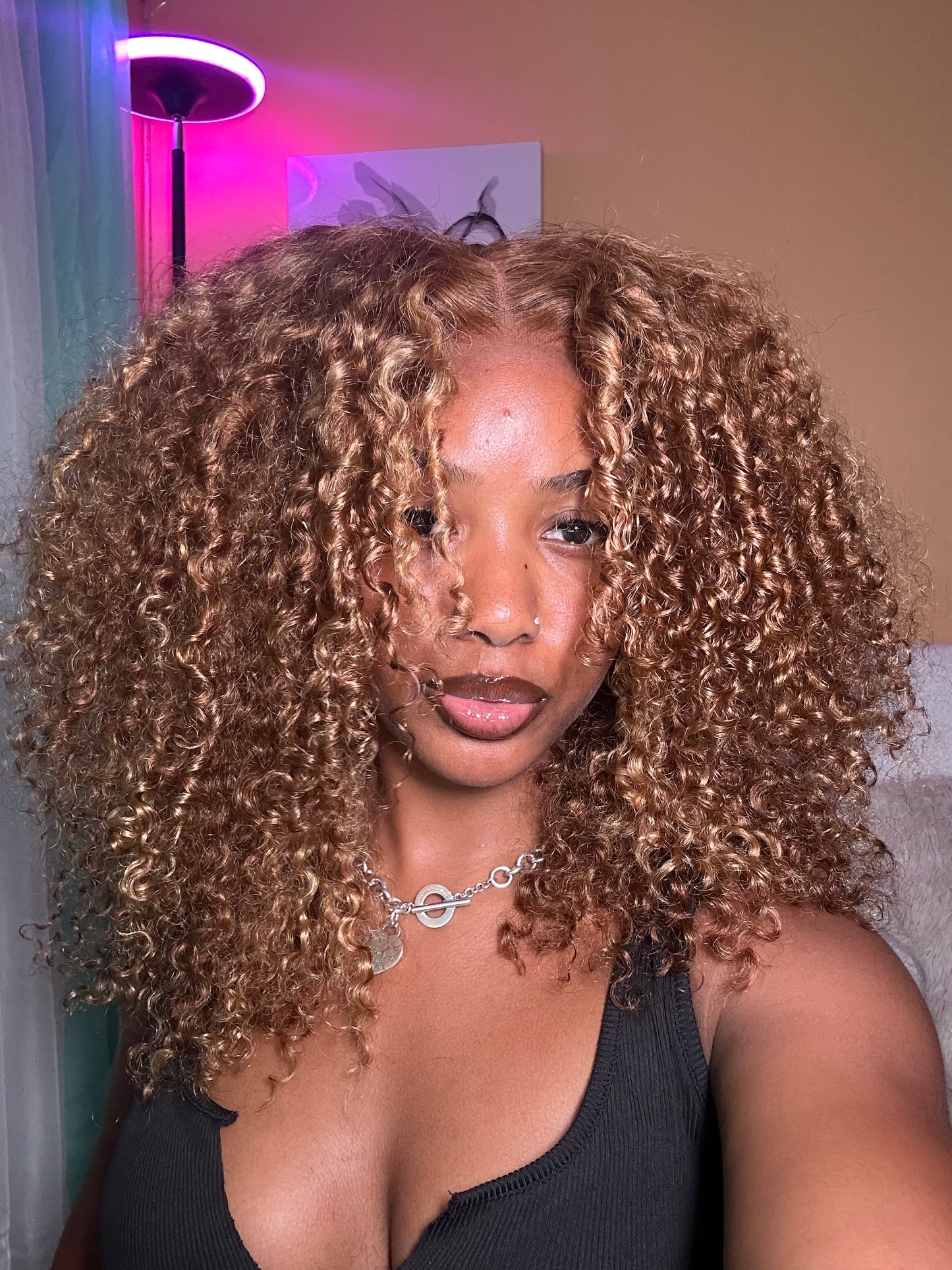 7x5 20 inch Kinky Curly Highlight Wig