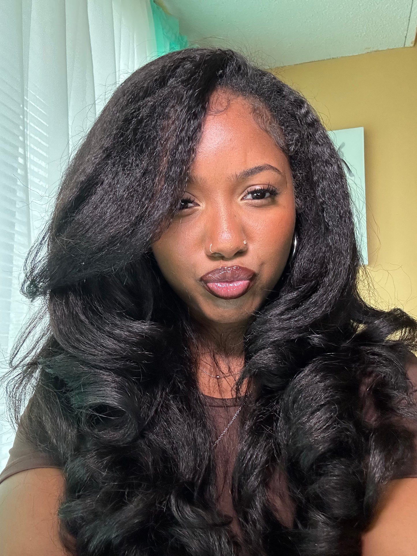 22 inch Kinky Straight Half Wig