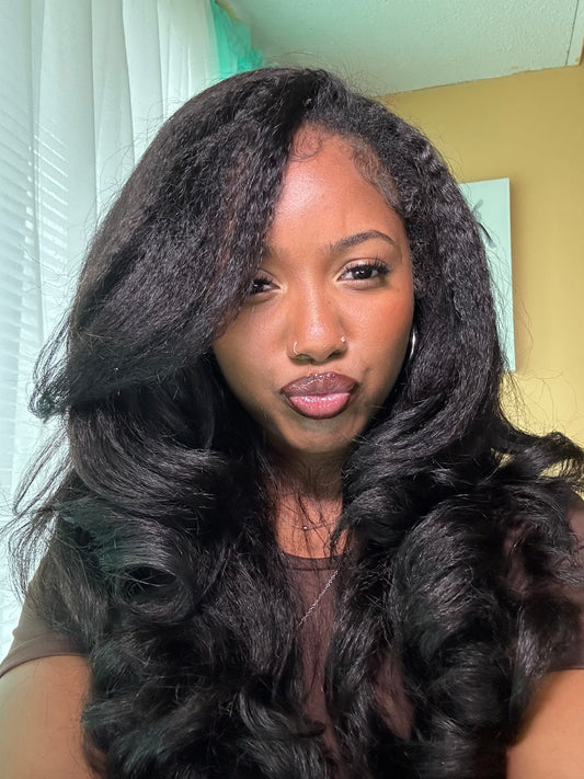 22 inch Kinky Straight Half Wig